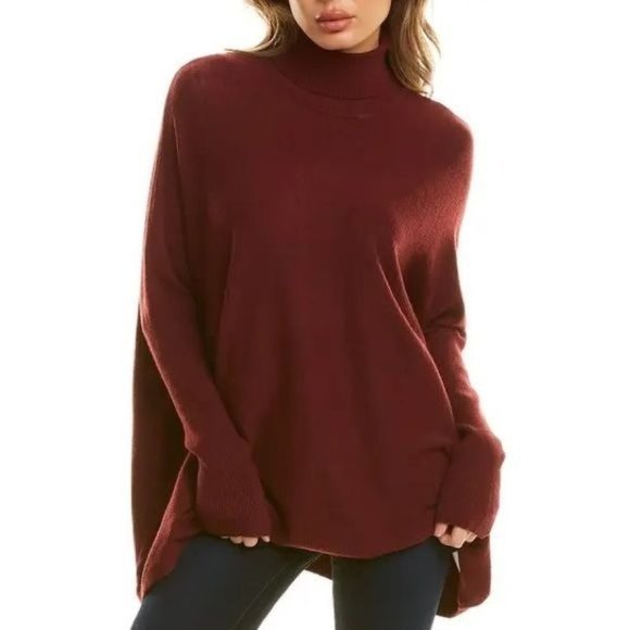 Joseph A Easy Boxy Fit Solid Print Turtleneck Ribbed Knit Poncho Tunic NWT - Picture 3 of 11